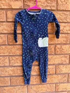 10/$25 • Carters Navy Ditsy Floral Snail Cotton Footed Sleeper